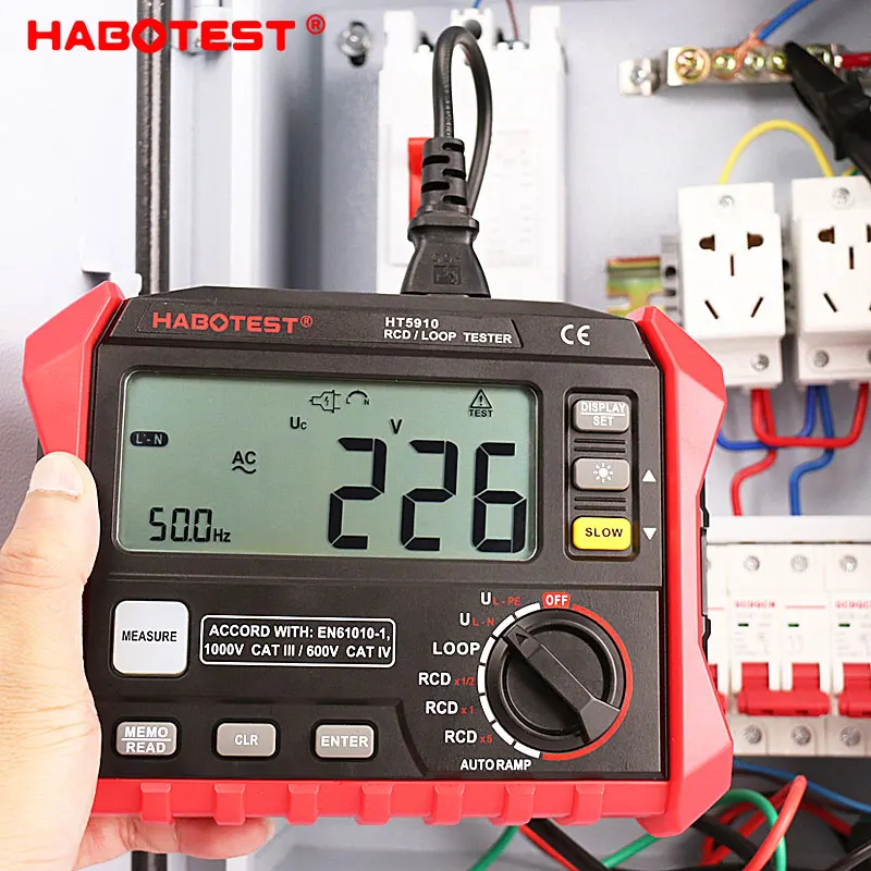 HABOTEST HT5910 Leakage Switch Tester LCD Digital Resistance Meter RCD/Loop Tester 1000 Data Storage Voltmeter Megohmmeter - Image 2