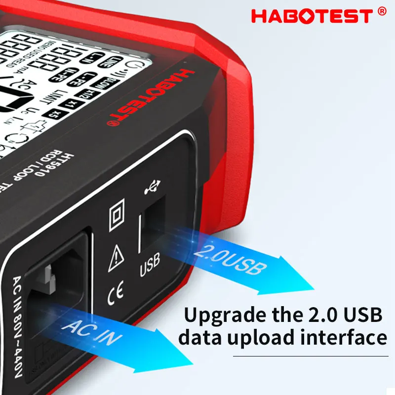 HABOTEST HT5910 Leakage Switch Tester LCD Digital Resistance Meter RCD/Loop Tester 1000 Data Storage Voltmeter Megohmmeter - Image 3