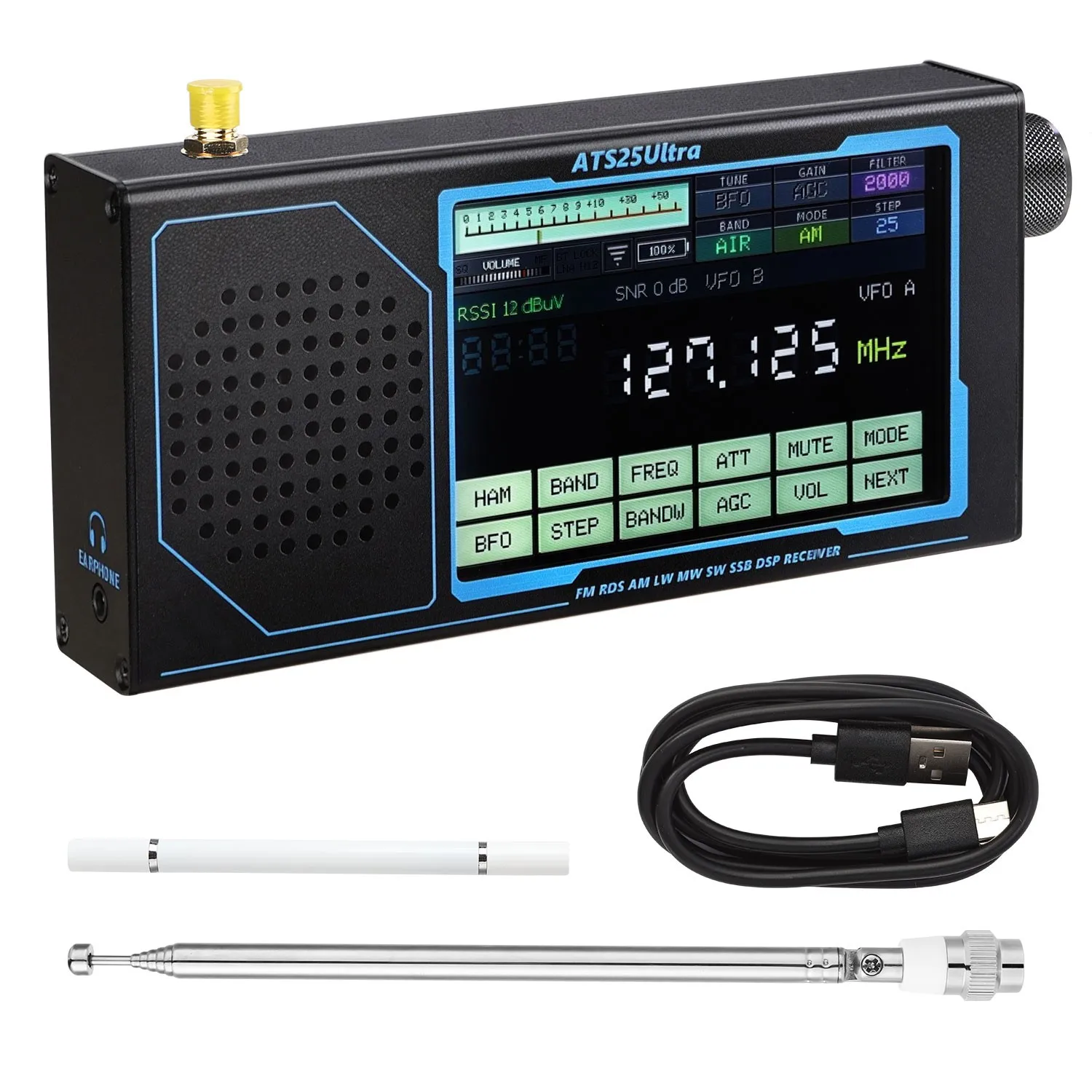 ATS25 ULTRA FM SW SSB MW LW AIR SDR Receiver Aviation Band Receiver Supports Bluetooth WiFi with 4-inch Touch Screen - Image 6