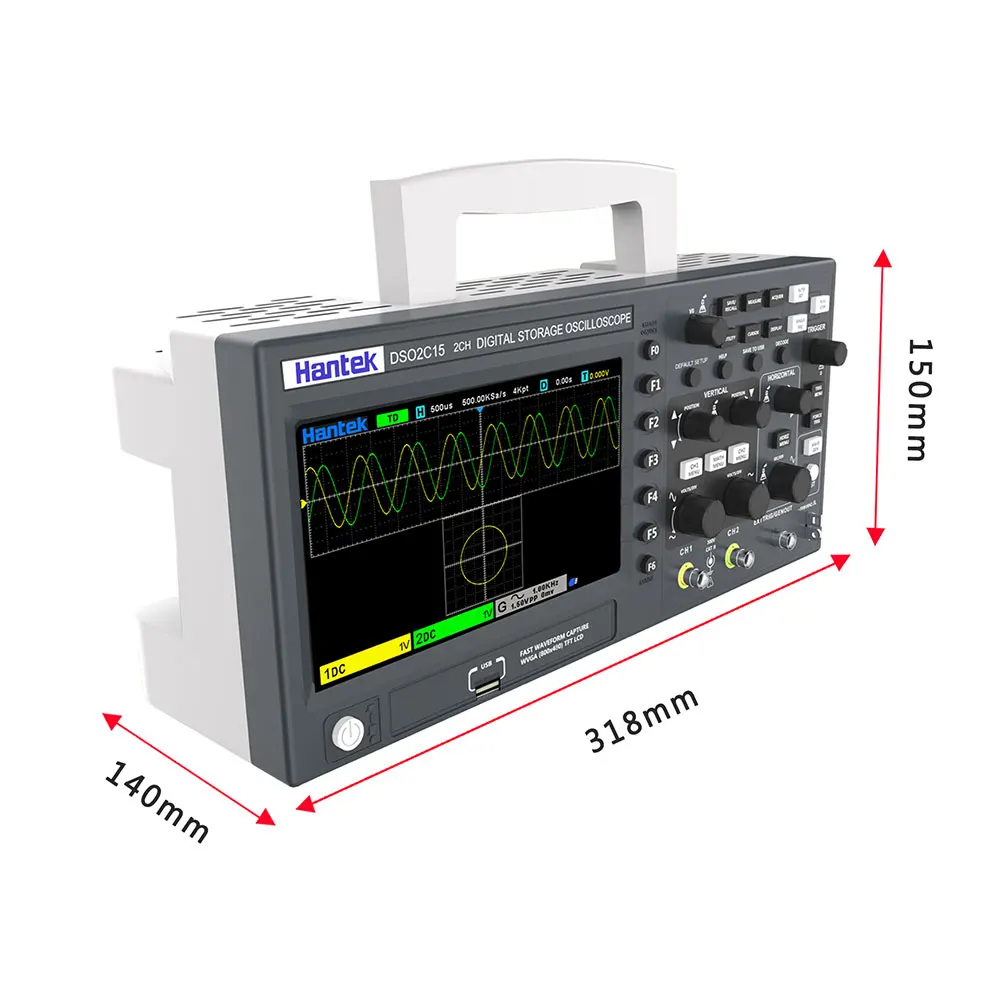 Hantek Digital Oscilloscope DSO2C10 DSO2D15 DSO2D10 DSO2C15 2 Channels 100Mhz/150Mhz Bandwidth USB Osciloscopio Portable Meter - Image 4