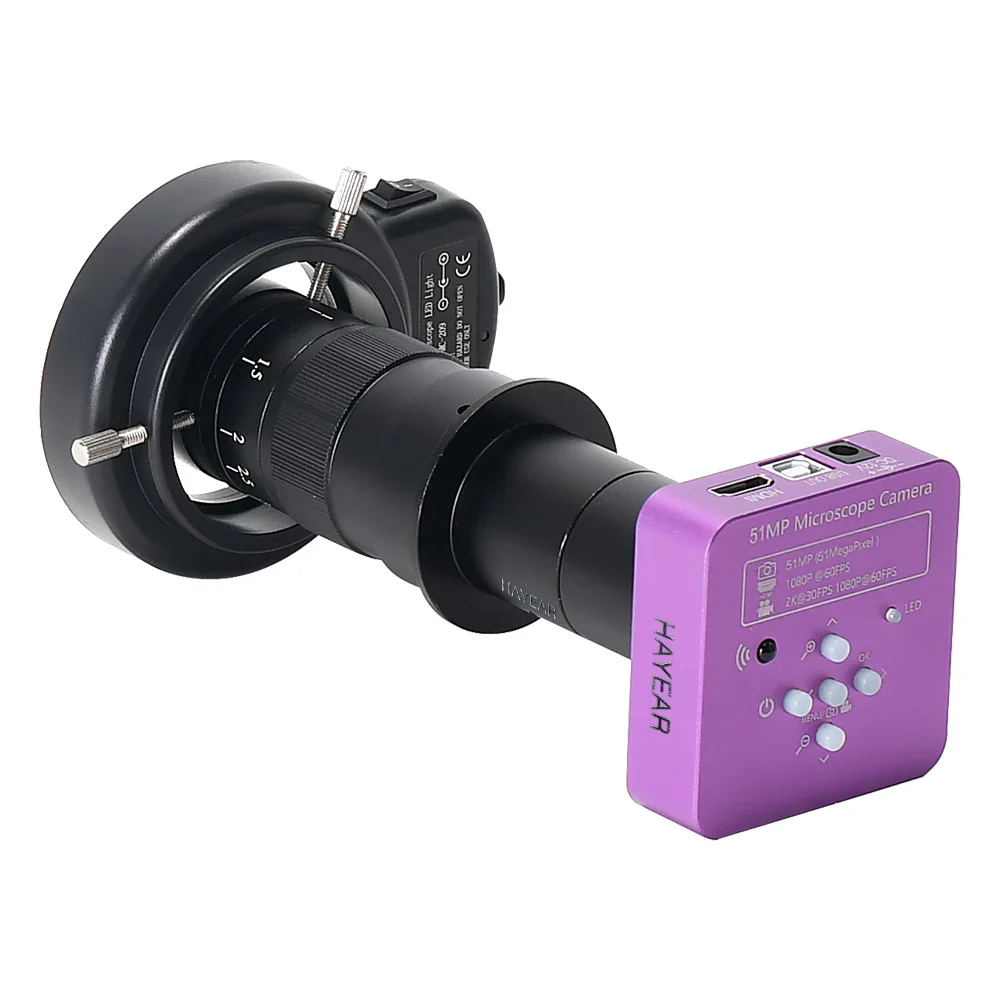 HAYEAR  51MP HDMI USB Industrial Digital Video Microscope Camera Monocular 180X Zoom C-Mount Lens For PCB Phone Repair Soldering - Image 3