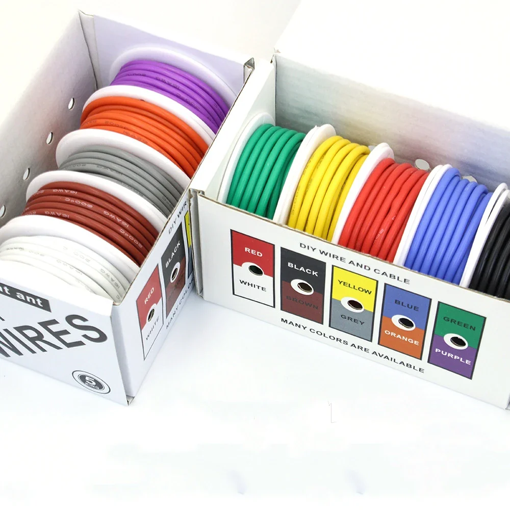 Heat Resistant Soft Silicone Wire 5 Colors in A Box Kit 30/28/26/24/22/20/18AWG Stranded Cable Electrical Tinned Copper Wire - Image 3