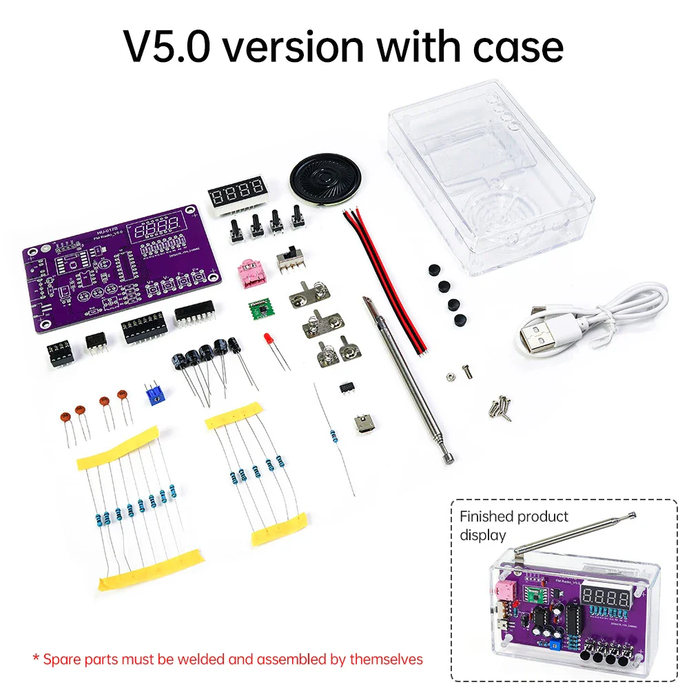 HU-017A/B RDA5807S Radio Kit FM DIY Electronic Parts Learning Set 87-108MHz DIY Electronic Kit - Image 6
