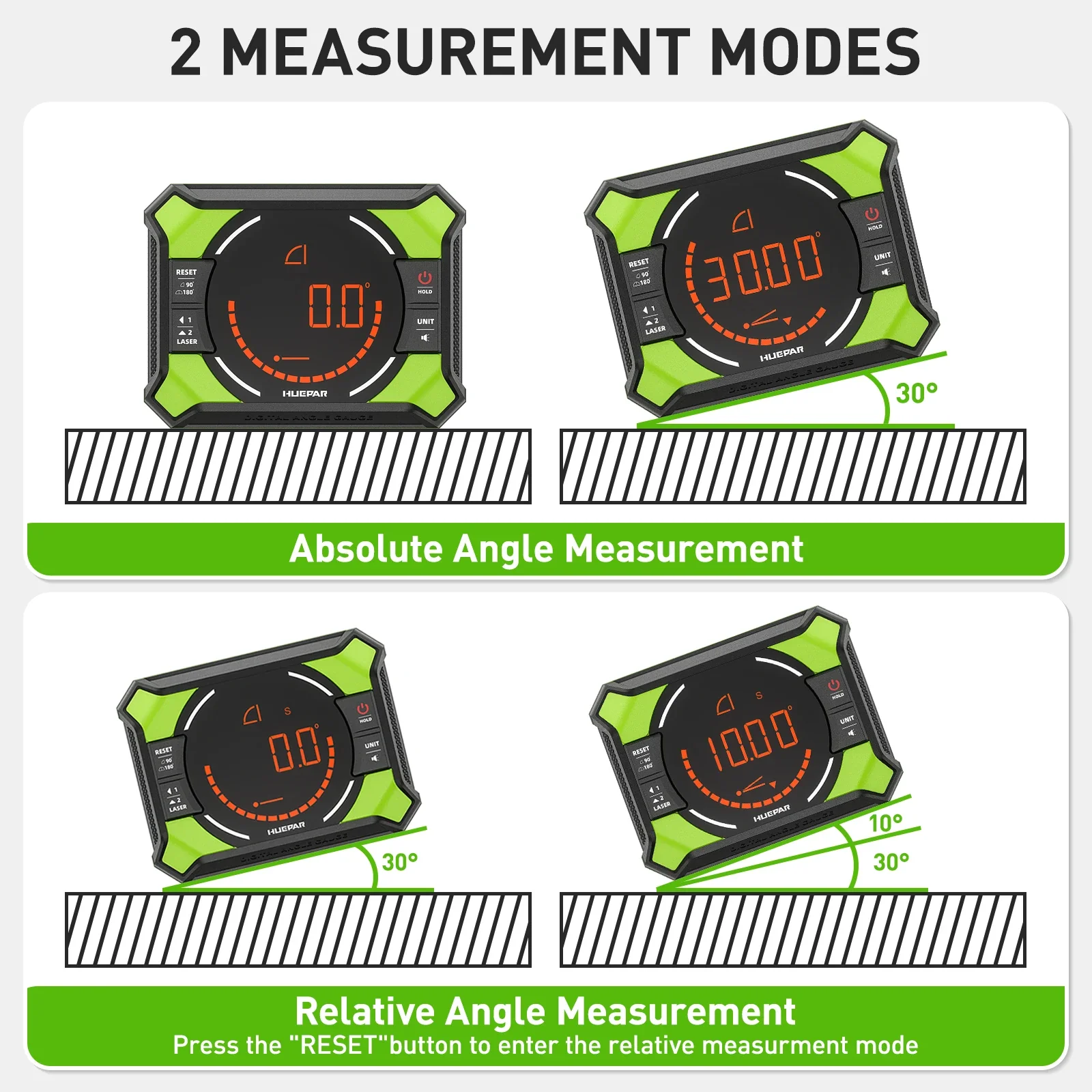 Huepar Digital Angle Gauge AG2L 3-1N-1 Digital Angle Gauge Magnetic with Laser Level  Inclinometer for  Decorations Woodworking - Image 5