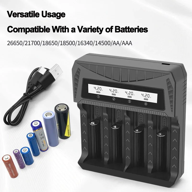 Intelligent LCD Battery USB Charger - 1/2/4 Slots for 18650 4.2V Li-ion & 1.2V Ni-MH AA/AAA Rechargeable Batteries - Image 4
