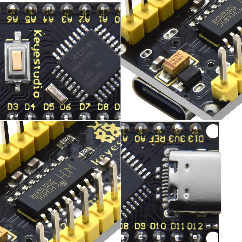 Keyestudio16MHz ATMEGA328P CH340 NANO Development Board With Bootloader+USBCable Compatible with Arduino NANO DIY Electronic Kit - Image 3
