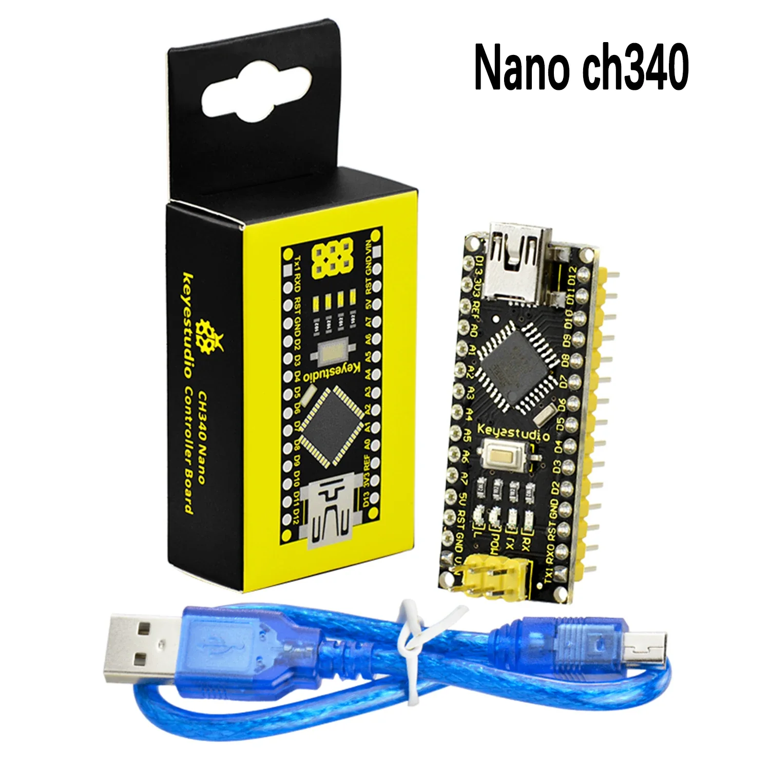 Keyestudio16MHz ATMEGA328P CH340 NANO Development Board With Bootloader+USBCable Compatible with Arduino NANO DIY Electronic Kit - Image 4
