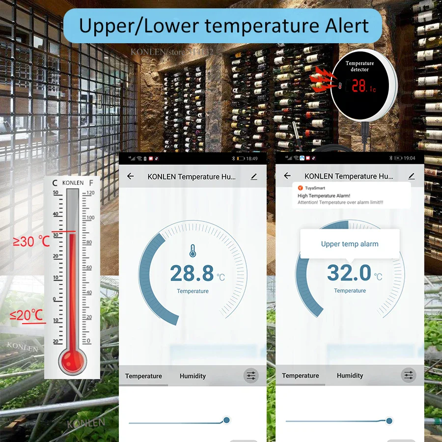 KONLEN Tuya Wifi Temperature Sensor 3m Wire Probe Digital Smartlife Thermometer Smart Home Water Pool Thermostat Remote Alarm - Image 4