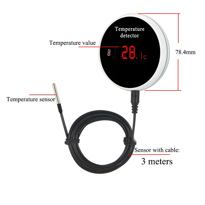 KONLEN Tuya Wifi Temperature Sensor 3m Wire Probe Digital Smartlife Thermometer Smart Home Water Pool Thermostat Remote Alarm - Image 6