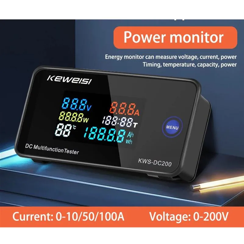 KWS DC-200 Voltmeter Ammeter DC 0-200V KWS Power Energy Meter LED Digital DC Wattmeter Electric Meter with Reset Function 0-100A - Image 2