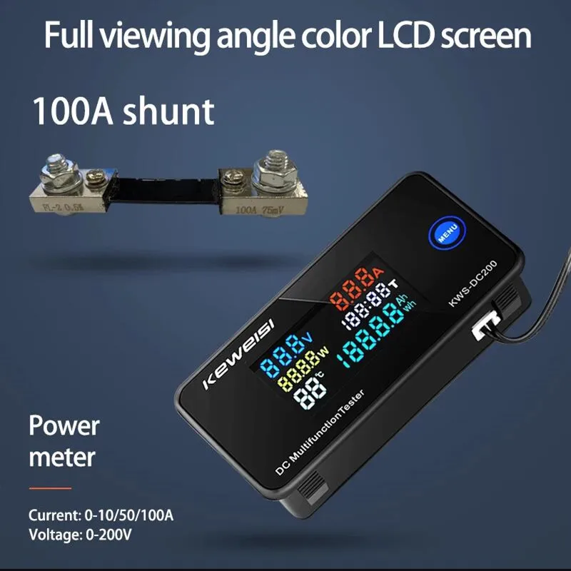 KWS DC-200 Voltmeter Ammeter DC 0-200V KWS Power Energy Meter LED Digital DC Wattmeter Electric Meter with Reset Function 0-100A - Image 3
