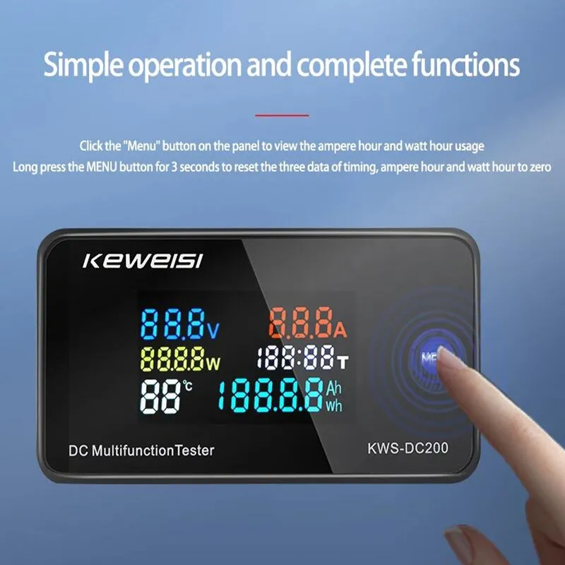 KWS DC-200 Voltmeter Ammeter DC 0-200V KWS Power Energy Meter LED Digital DC Wattmeter Electric Meter with Reset Function 0-100A - Image 5