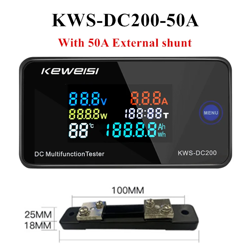 KWS DC-200 Voltmeter Ammeter DC 0-200V KWS Power Energy Meter LED Digital DC Wattmeter Electric Meter with Reset Function 0-100A - Image 7
