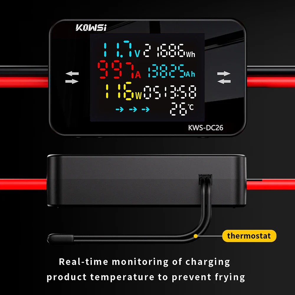 KWS-DC26 Digital Voltmeter Ammeter DC8-80V Power Energy Meter Color Screen Electric Vehicle Battery Charging Detector 0-50A - Image 3