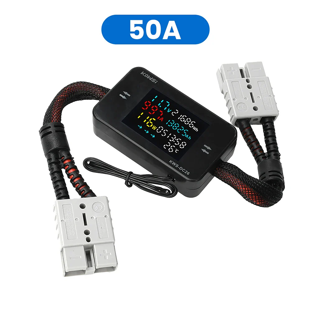 KWS-DC26 Digital Voltmeter Ammeter DC8-80V Power Energy Meter Color Screen Electric Vehicle Battery Charging Detector 0-50A - Image 9