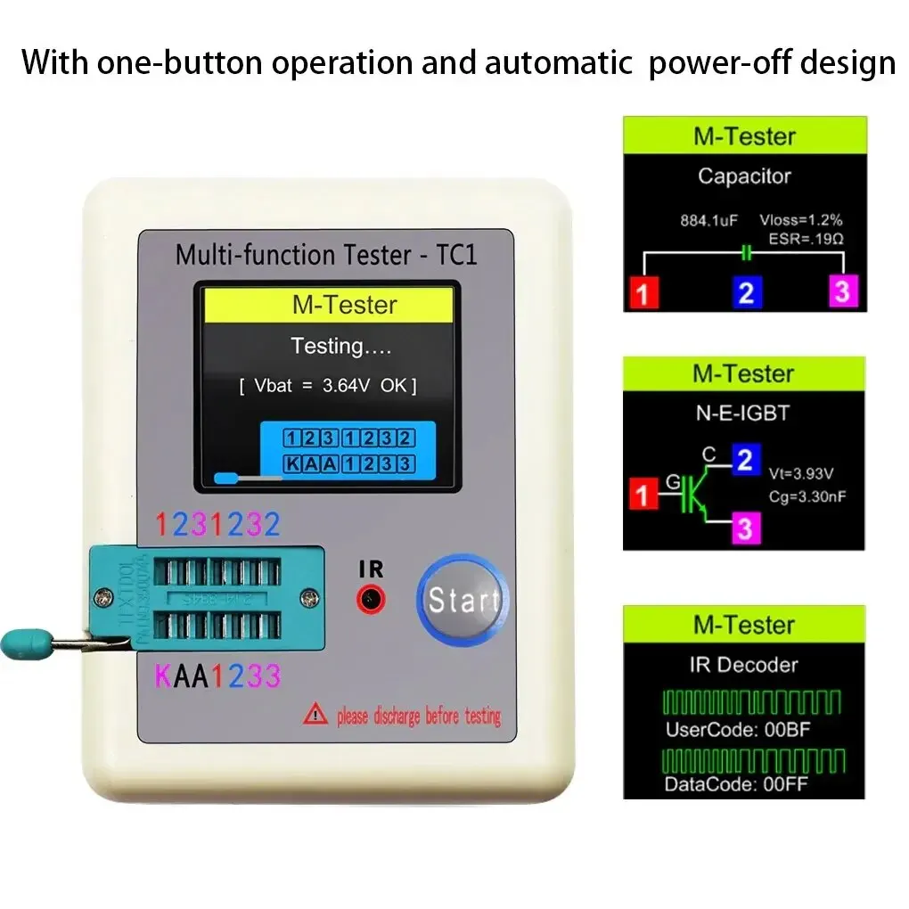 LCR TC1 1.8 Inch TFT LCD Display Multimeter Transistor Tester Diode Triode Capacitor Resistor Test Meter - Image 2