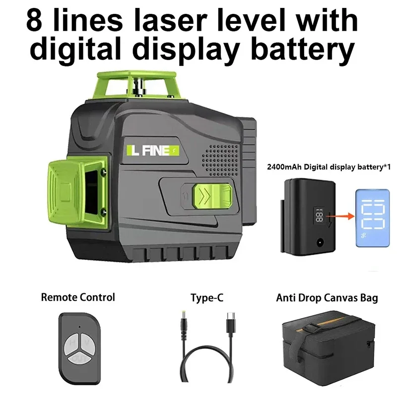 LFINE 3D/4D Laser Level 12/16 Lines Horizontal And Vertical With Remote Control 8 Lines 360°Self-leveling Laser Levels - Image 11