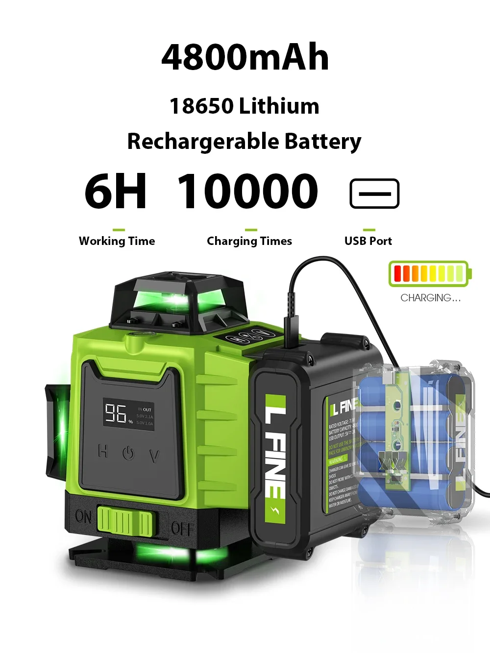 LFINE 3D/4D Laser Level 12/16 Lines Horizontal And Vertical With Remote Control 8 Lines 360°Self-leveling Laser Levels - Image 3