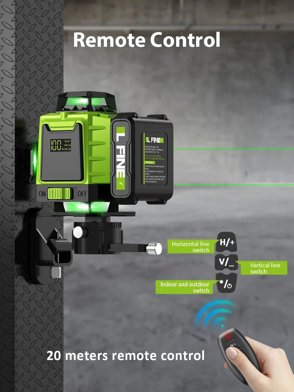 LFINE 3D/4D Laser Level 12/16 Lines Horizontal And Vertical With Remote Control 8 Lines 360°Self-leveling Laser Levels - Image 5