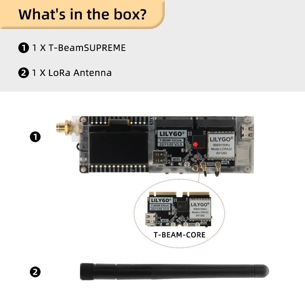 LILYGO® Meshtastic T-Beam SUPREME ESP32-S3 Development Board SX1262 LoRa Module 433/868/915MHz GPS WiFi Bluetooth 1.3 inch OLED - Image 6