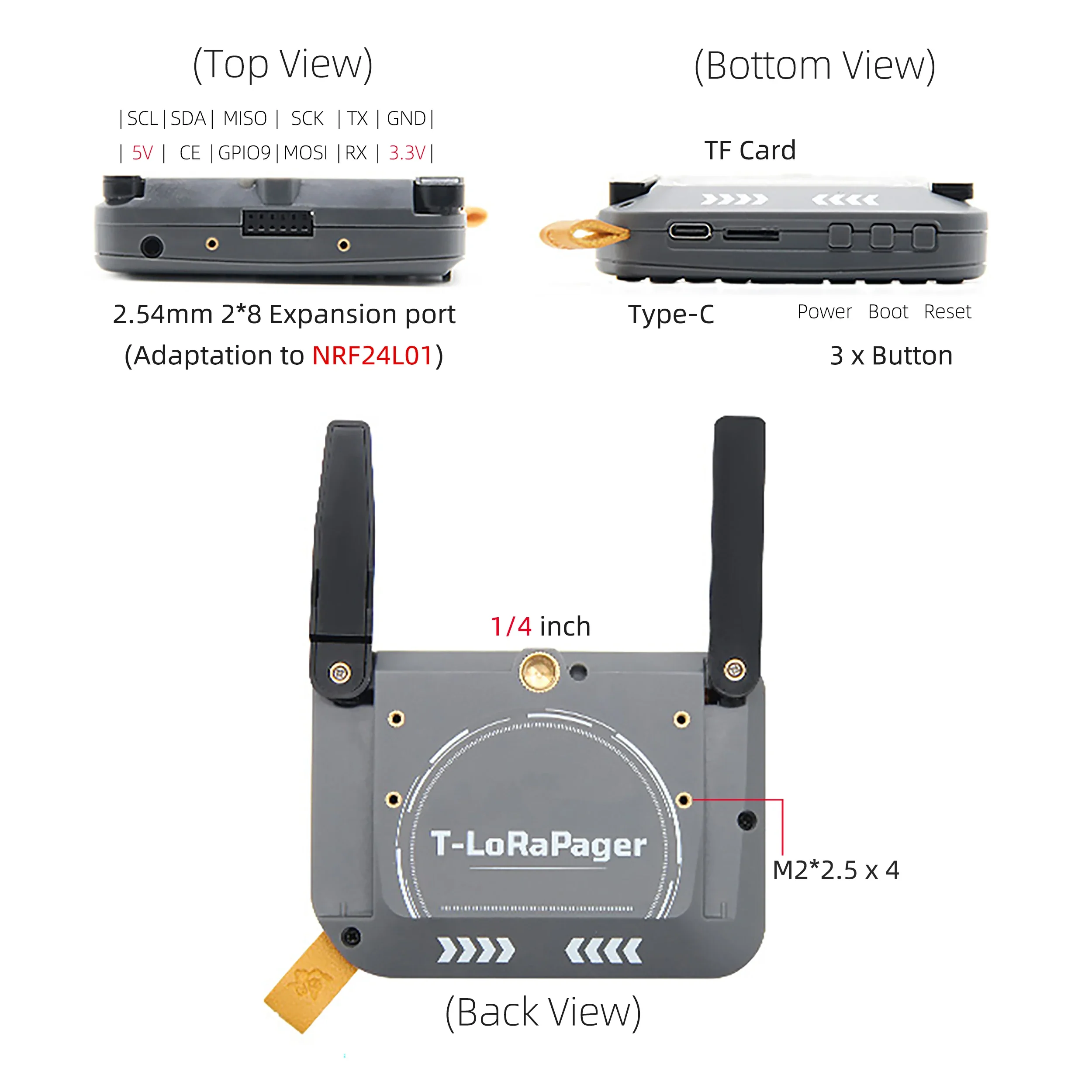 LILYGO® T-LoRa Pager ESP32-S3 Handheld IoT Device, 2.33" Display, QWERTY Keyboard, GPS NFC/RFID, SX1262 LoRa Versions, Al Sensor - Image 6