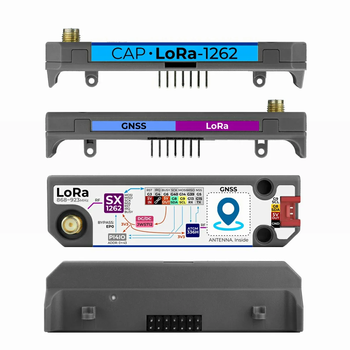 M5Stack Cap LoRa-1262 for Cardputer Adv SX1262 LoRa Module Frequency 868 to 923 MHz SMA Antenna Support GNSS Global Positioning - Image 4