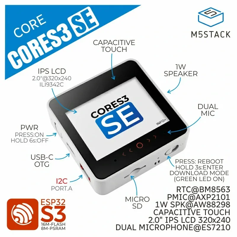 M5Stack CoreS3 SE IoT Controller ESP32 Series S3 Development Kit WiFi 2.0 Inch Screen To DIY Project Development Smart Home - Image 9