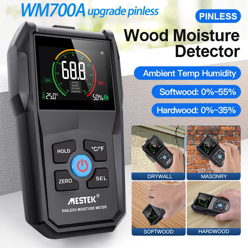 Mestek Digital Wood Moisture Meter 0~99.9% Wood Moisture Meter LCD Display Water Wood Moisture Detector Wood Moisture Tester - Image 7