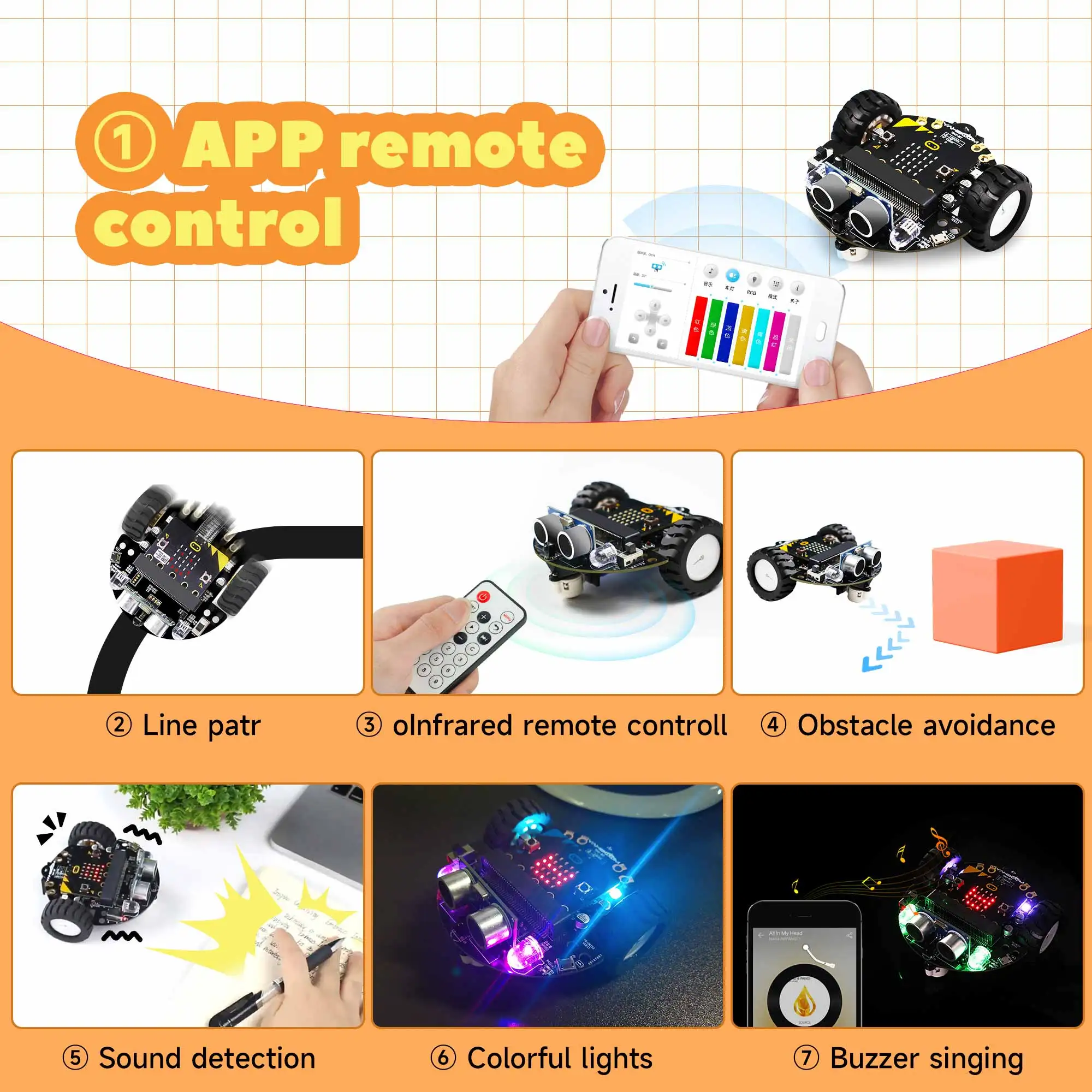 Micro:Bit V2 Smart Mini Robot Car Kit Coding for Kids Programming Building Set Learning Educational STEM DIY Electronic Project - Image 2