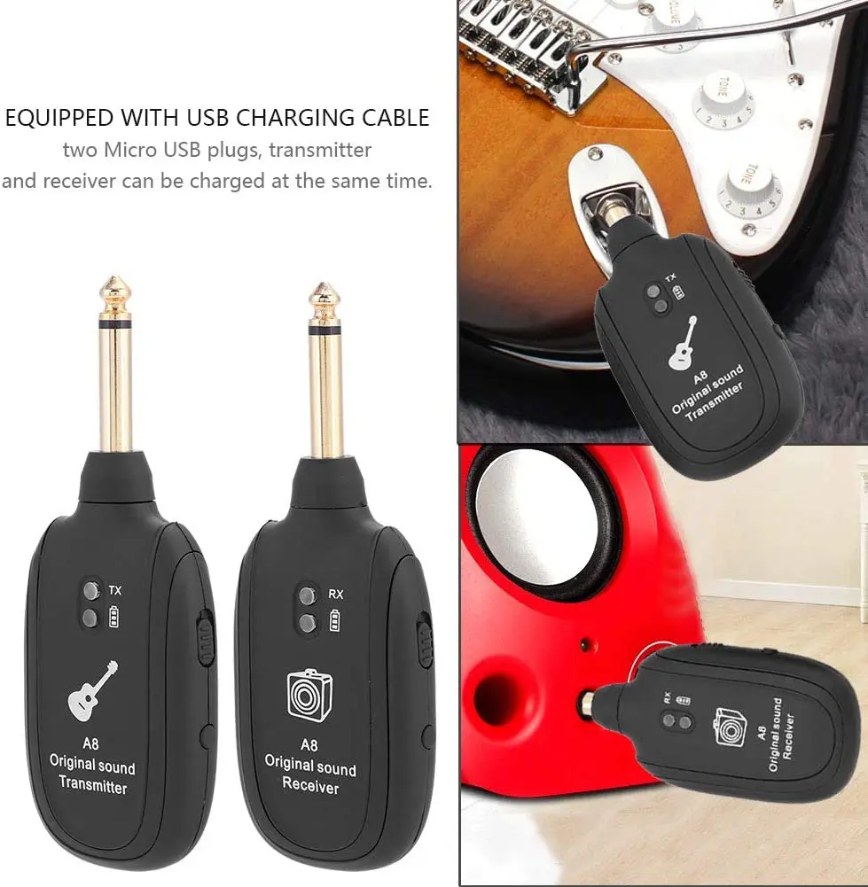 Miwayer A8 Wireless Guitar System Built in 4 Channels Wireless Guitar Transmitter Receiver for Electric Guitar Bass Violin - Image 4