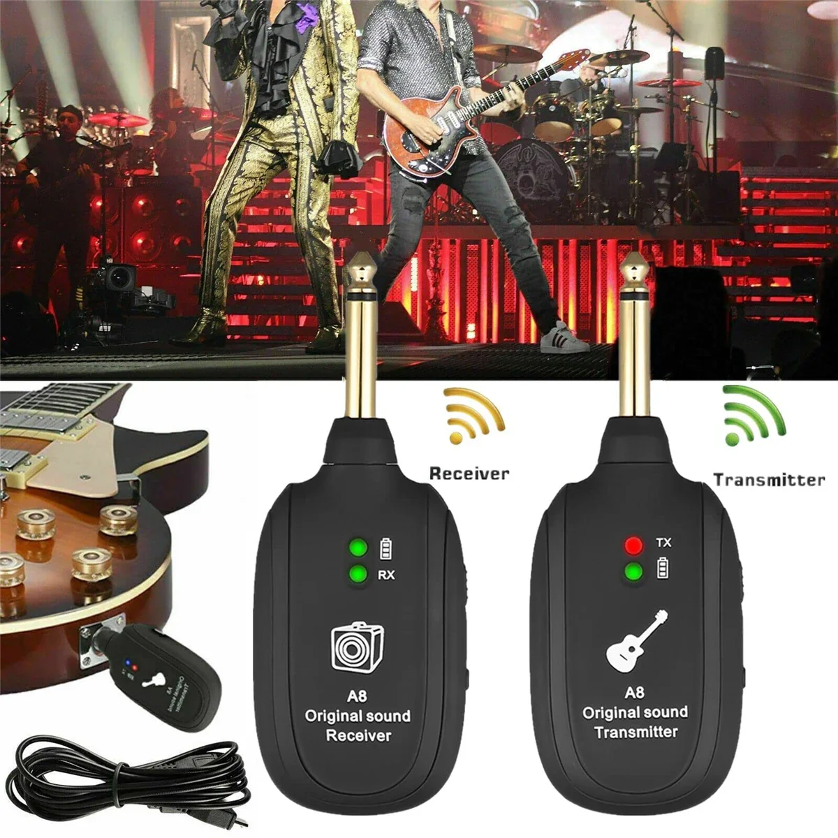 Miwayer A8 Wireless Guitar System Built in 4 Channels Wireless Guitar Transmitter Receiver for Electric Guitar Bass Violin - Image 5