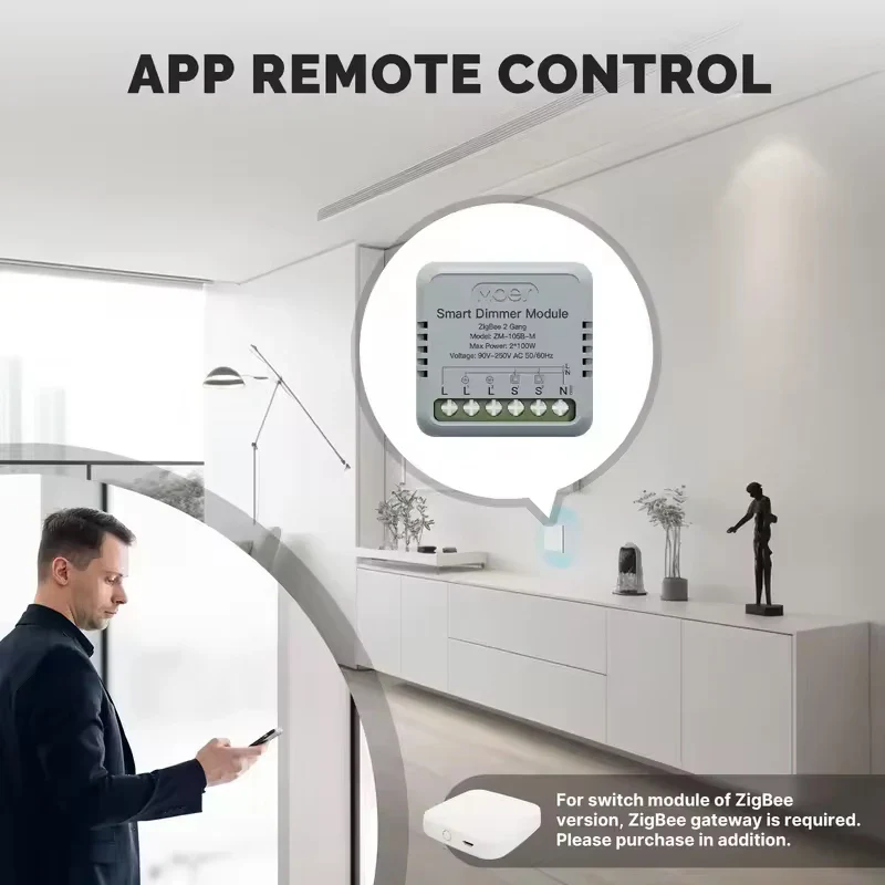 MOES Tuya Mini WiFi/Zigbee Smart Switch/Dimmer Module DIY Module Light Switch 1/2 Gang Remote Control Work Alexa Google Home - Image 4