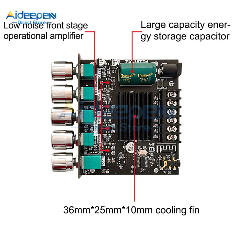 MT21 2.1 Channel Bluetooth 5.0 Subwoofer Amplifier Board 50WX2+100W Power Audio Stereo Amplifier Board Bass AMP AUX - Image 3