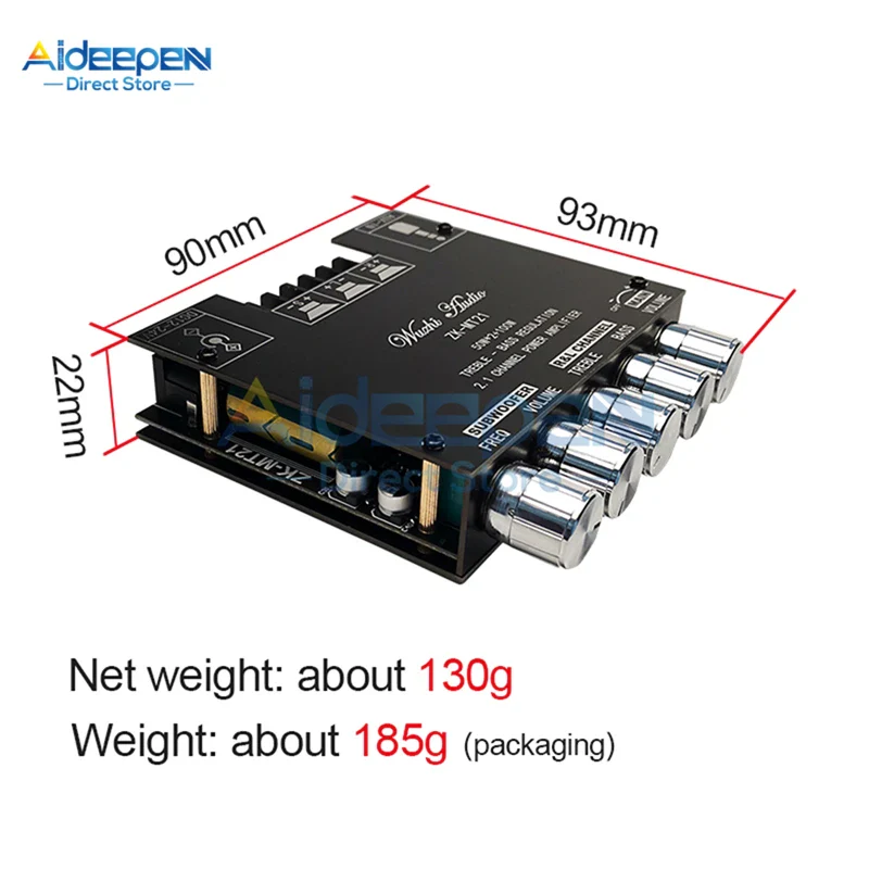 MT21 2.1 Channel Bluetooth 5.0 Subwoofer Amplifier Board 50WX2+100W Power Audio Stereo Amplifier Board Bass AMP AUX - Image 4