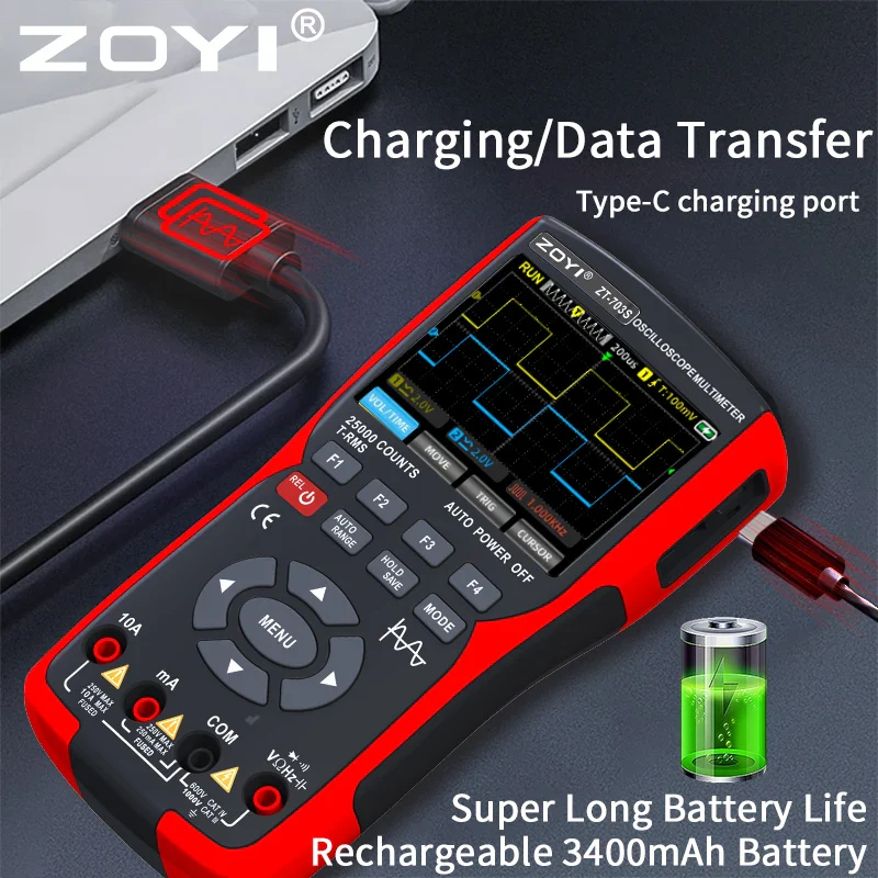 Multi-instrument dual-channel oscilloscope ZT-703S multi-function multimeter signal generator three-in-one high precision - Image 2