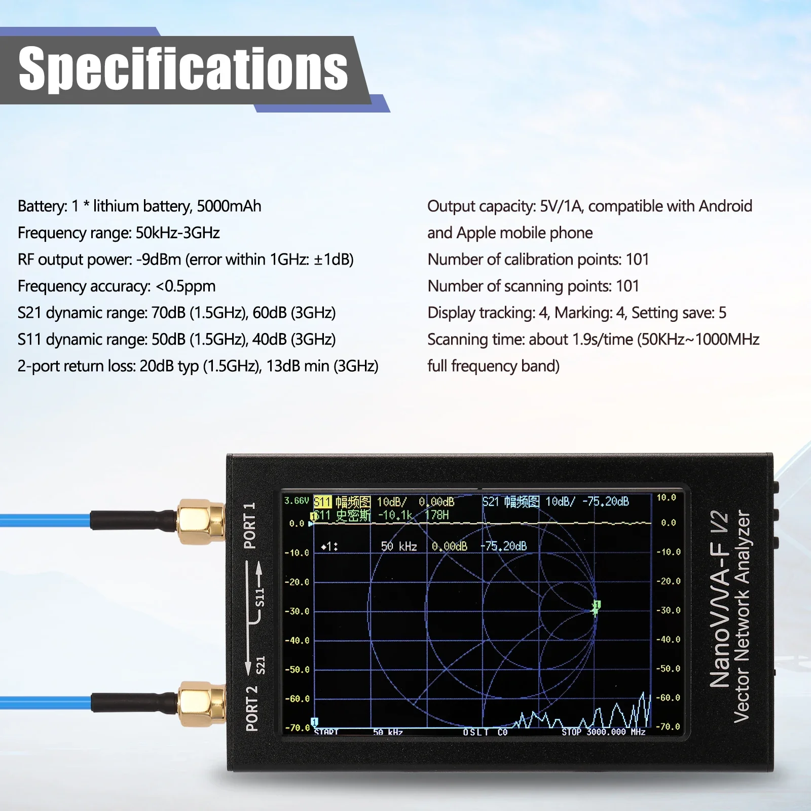 NanoVNA-F V2 4.3 Inch IPS LCD Display Vector Network Analyzer S-A-A-2 Antenna Analyzer Short Wave HF VHF UHF - Image 5