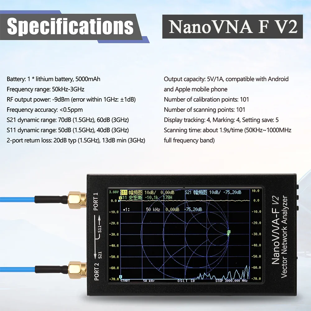 NanoVNA-F V2 4.3 Inch IPS LCD Display Vector Network Analyzer S-A-A-2 Antenna Analyzer Short Wave HF VHF UHF - Image 7