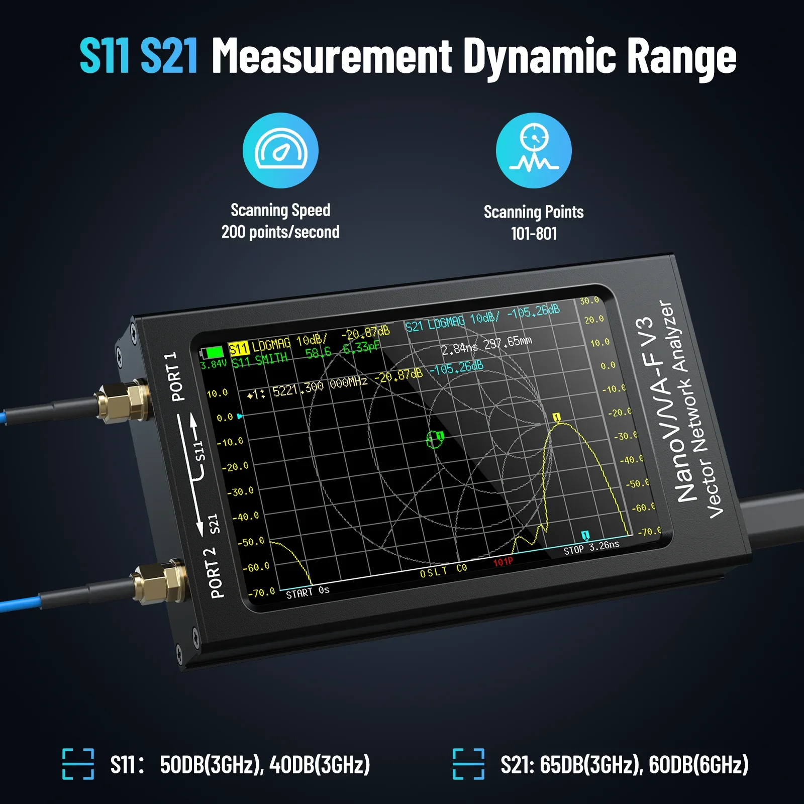 New NanoVNA-F V3 Vector Network Analyzer 1MHz-6GHz 4.3 Inch HF VHF UHF VNA Antenna Analyzer Measuring S-Parameter Voltage SWR - Image 5
