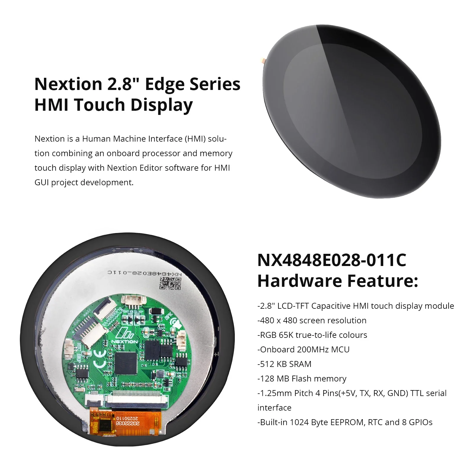 NEXTION NX4848E028-011C 2.8″ LCD-TFT Capacitive HMl Touch Display Module Edge Series Screen Panel Touchscreen Without Enclosure - Image 2