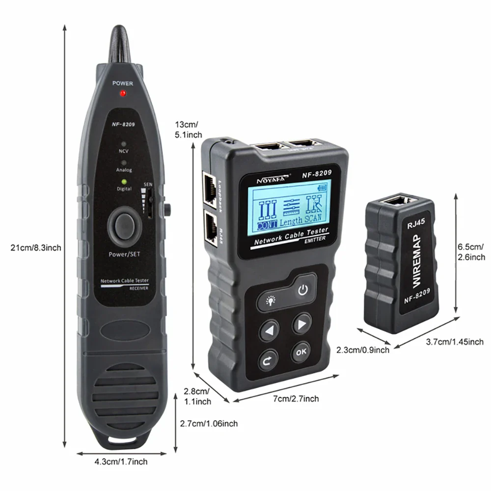 NOYAFA NF-8209 Cable Tester Measure Length Lan POE Scan Test LCD Display Wire Checker Cable Wiremap Cable Tracker Network Tools - Image 5