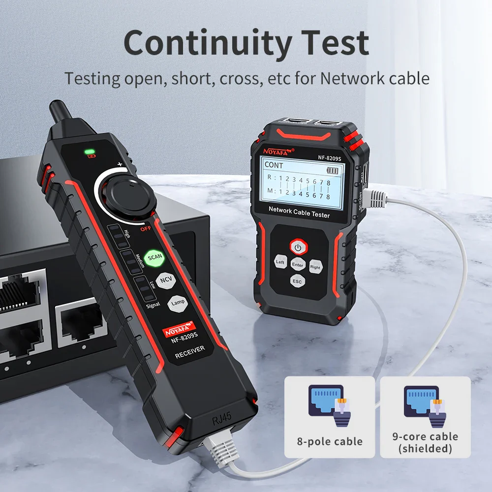 Noyafa NF-8209S Network Cable Tester Measure Length POE LAN Cable Test LCD Display Scan Cable Wiremap Wire Tracker Network Tools - Image 2