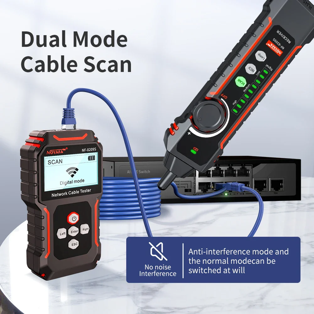 Noyafa NF-8209S Network Cable Tester Measure Length POE LAN Cable Test LCD Display Scan Cable Wiremap Wire Tracker Network Tools - Image 3
