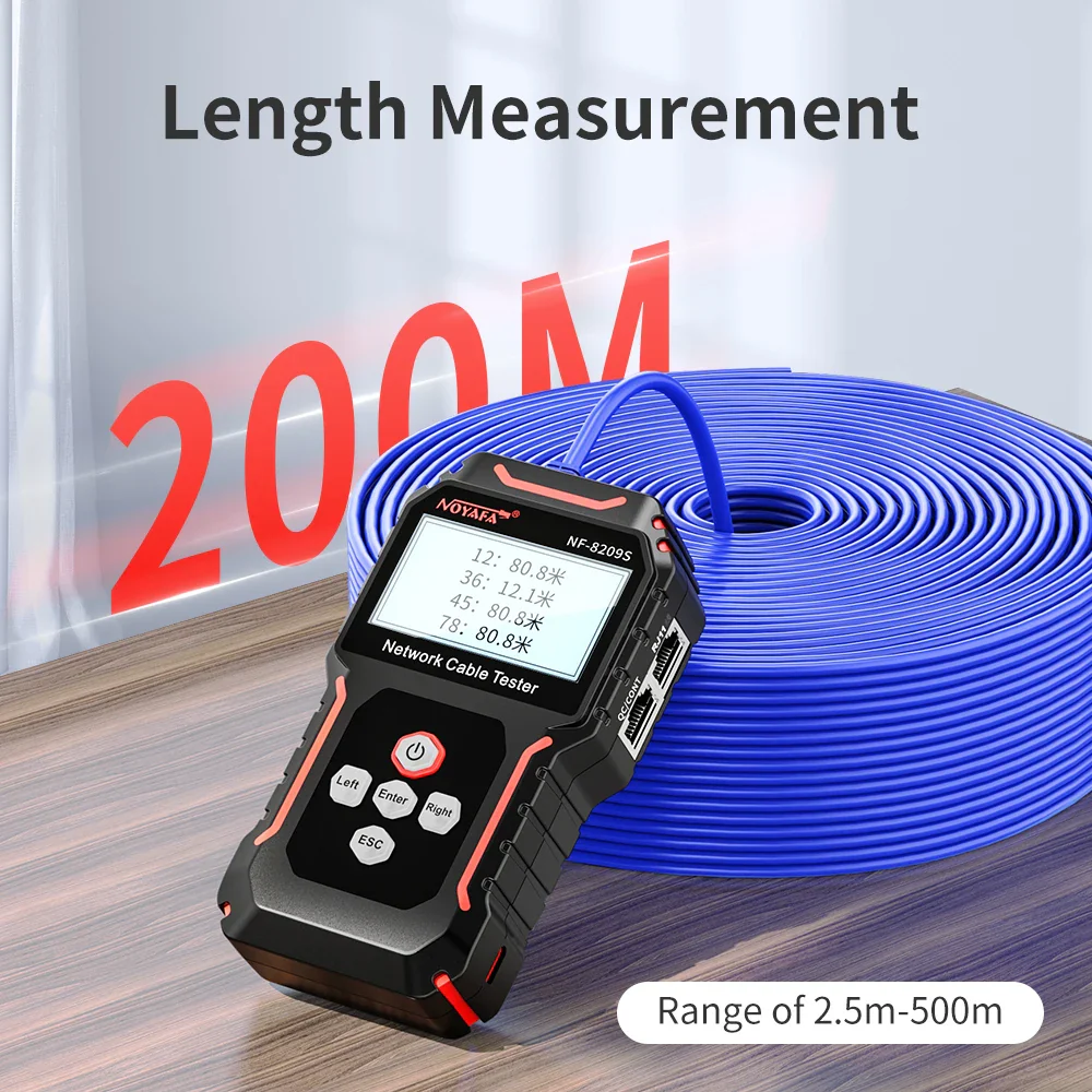 Noyafa NF-8209S Network Cable Tester Measure Length POE LAN Cable Test LCD Display Scan Cable Wiremap Wire Tracker Network Tools - Image 4