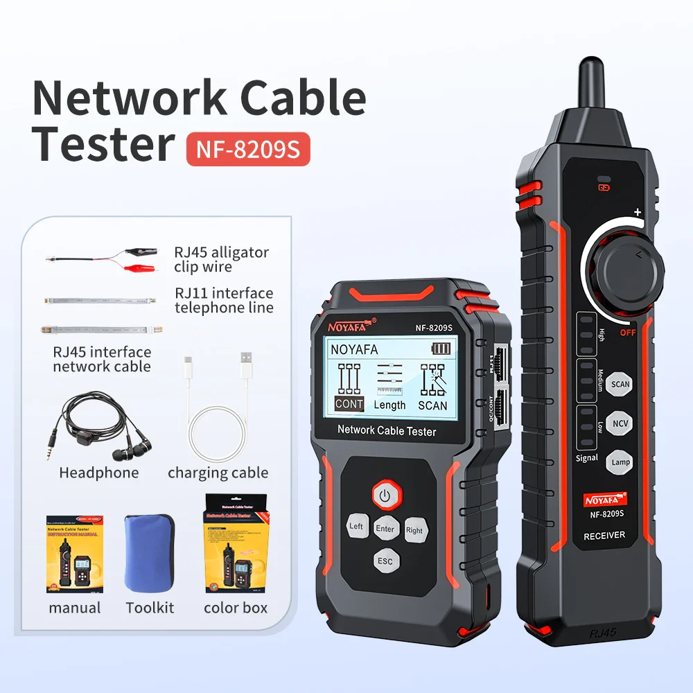 Noyafa NF-8209S Network Cable Tester Measure Length POE LAN Cable Test LCD Display Scan Cable Wiremap Wire Tracker Network Tools - Image 6