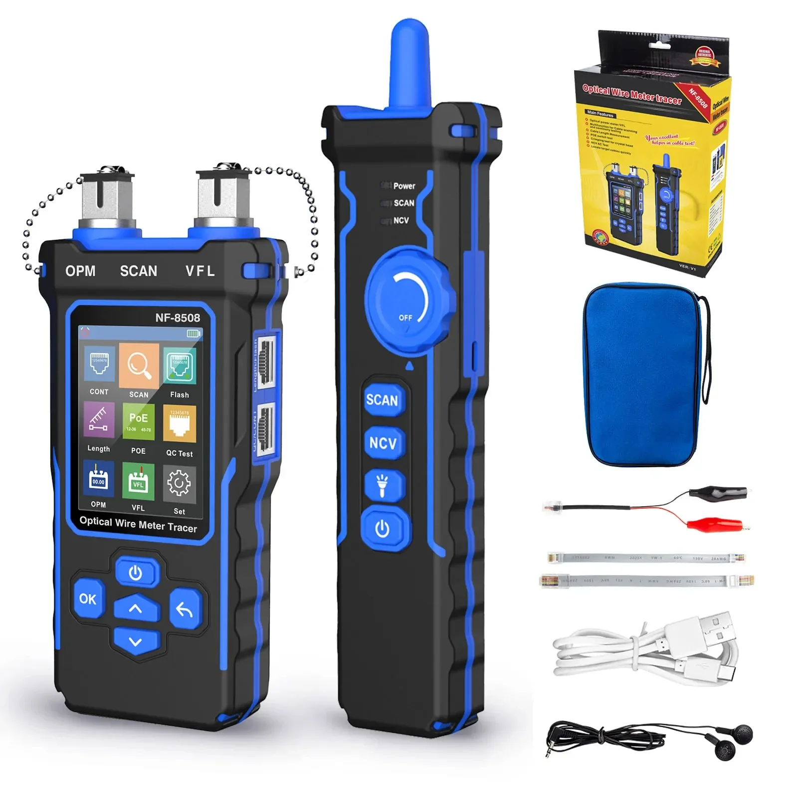 Noyafa NF-8508 Network Cable Tester Optical Power Meter Wire PoE Lan Test LCD Digital Line Finder Wire Tracer Network Tools - Image 6