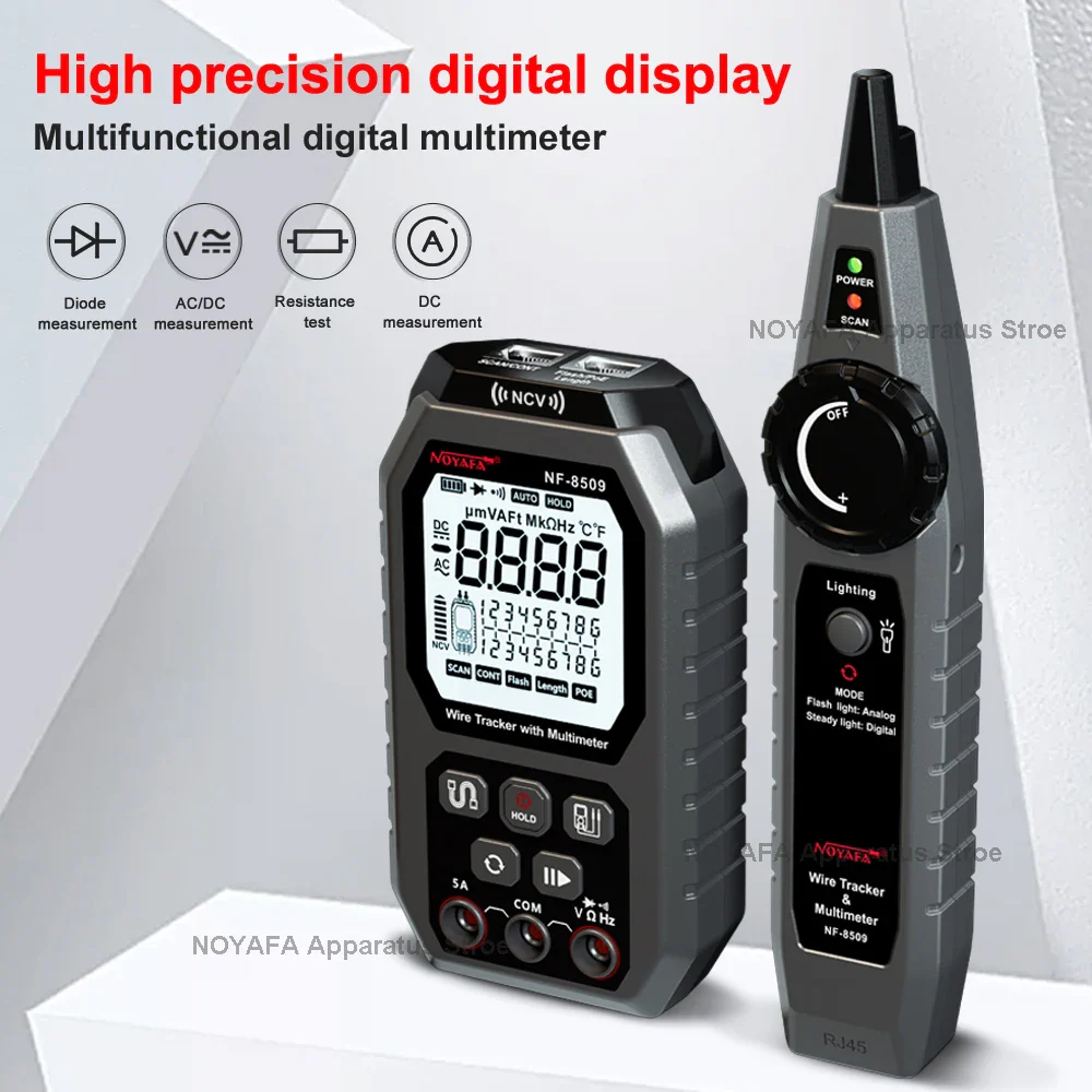 NOYAFA NF 8509 New Upgrade Network Cable Tester For Multimeter  Current Voltage Resistance POE Test NCV AC DC LCD Wire Tracke - Image 2