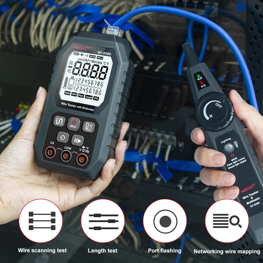 NOYAFA NF 8509 New Upgrade Network Cable Tester For Multimeter  Current Voltage Resistance POE Test NCV AC DC LCD Wire Tracke - Image 3