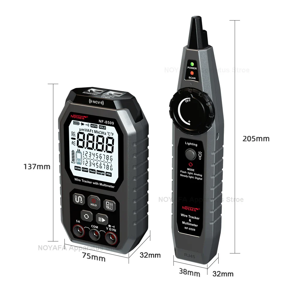 NOYAFA NF 8509 New Upgrade Network Cable Tester For Multimeter  Current Voltage Resistance POE Test NCV AC DC LCD Wire Tracke - Image 4