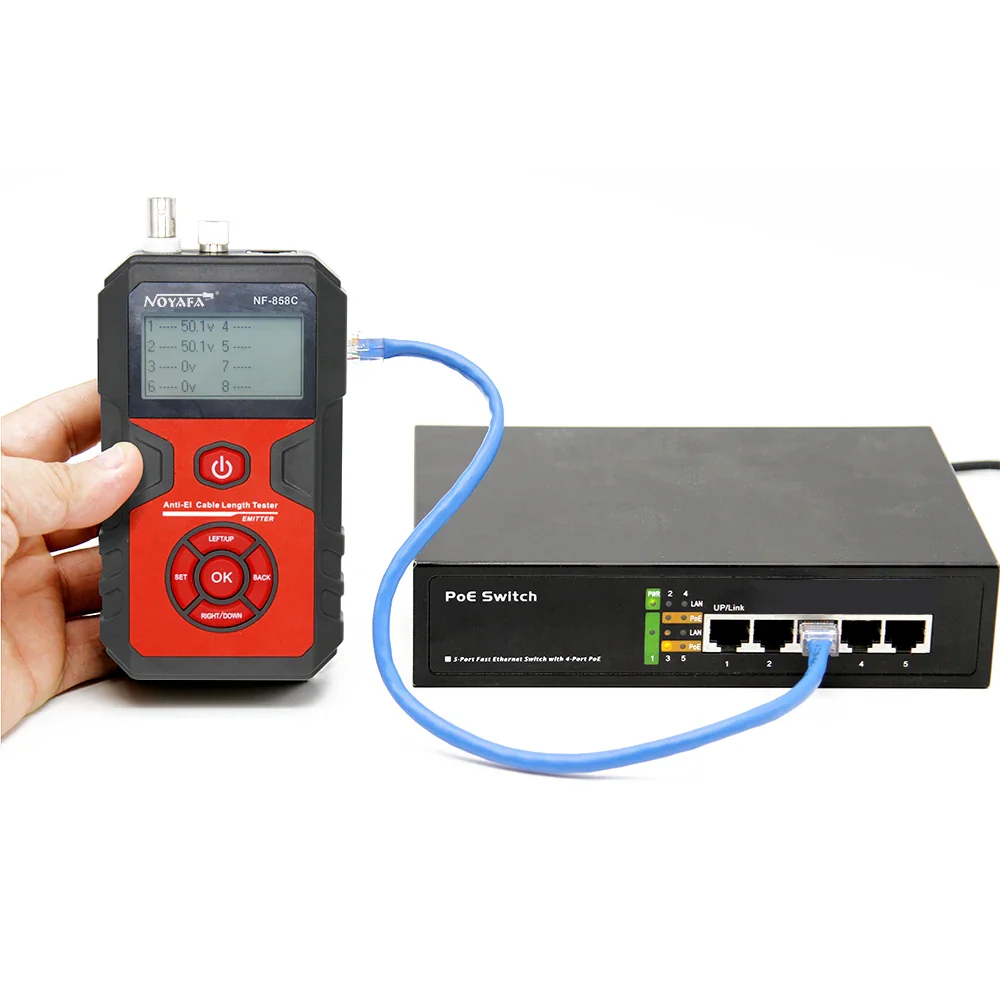 NOYAFA NF-858C Network Cable Tester Trace Line Locator POE BNC Finder Port Blinking Red Light Test Measure Length Cable Tracker - Image 3