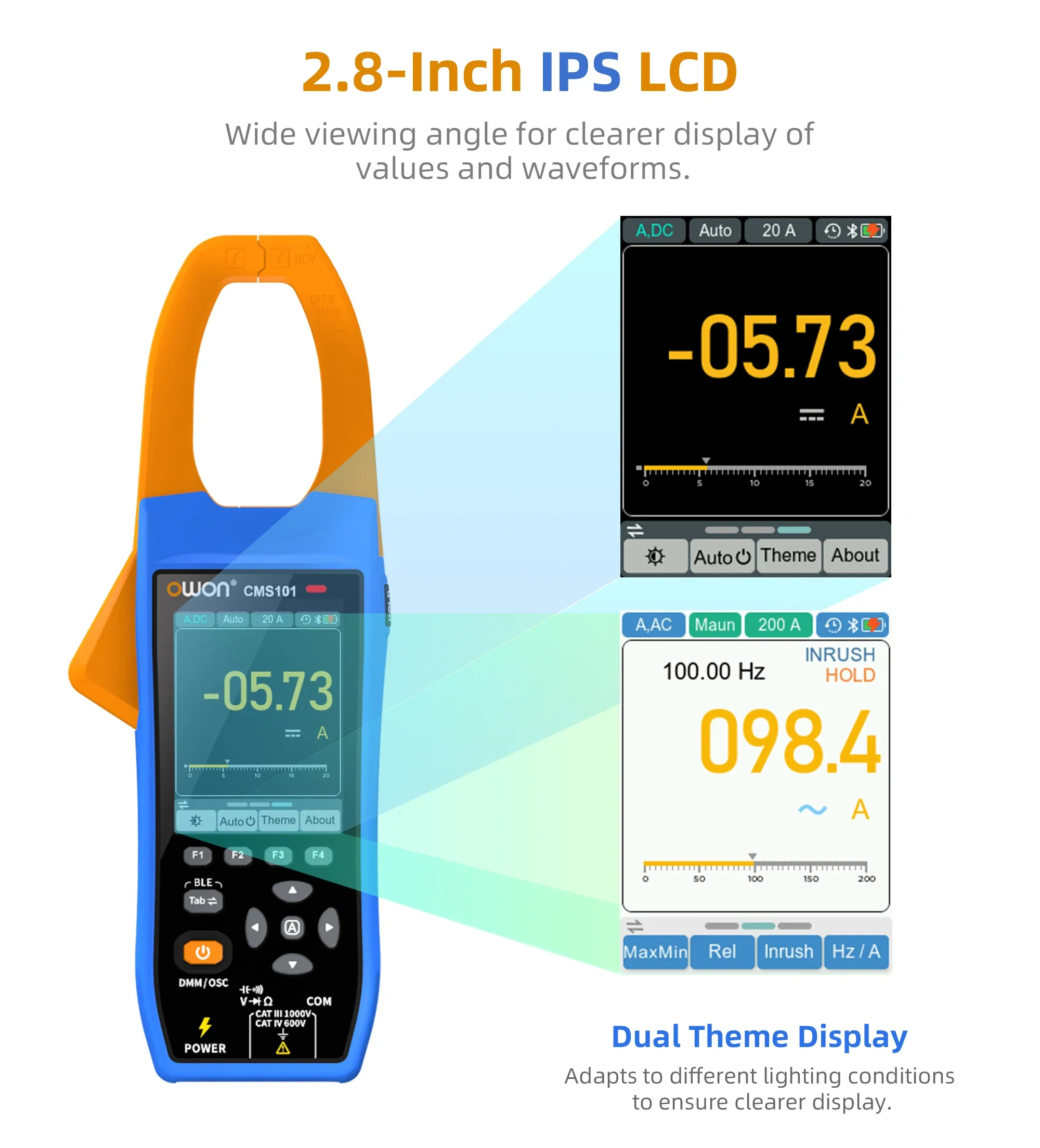 Owon CMS101 3 in 1 1000A AC/DC Clamp Meter+ Oscilloscope Bluetooth Recorder Function 18650 Lithium Battery NCV Digital Multimet - Image 3